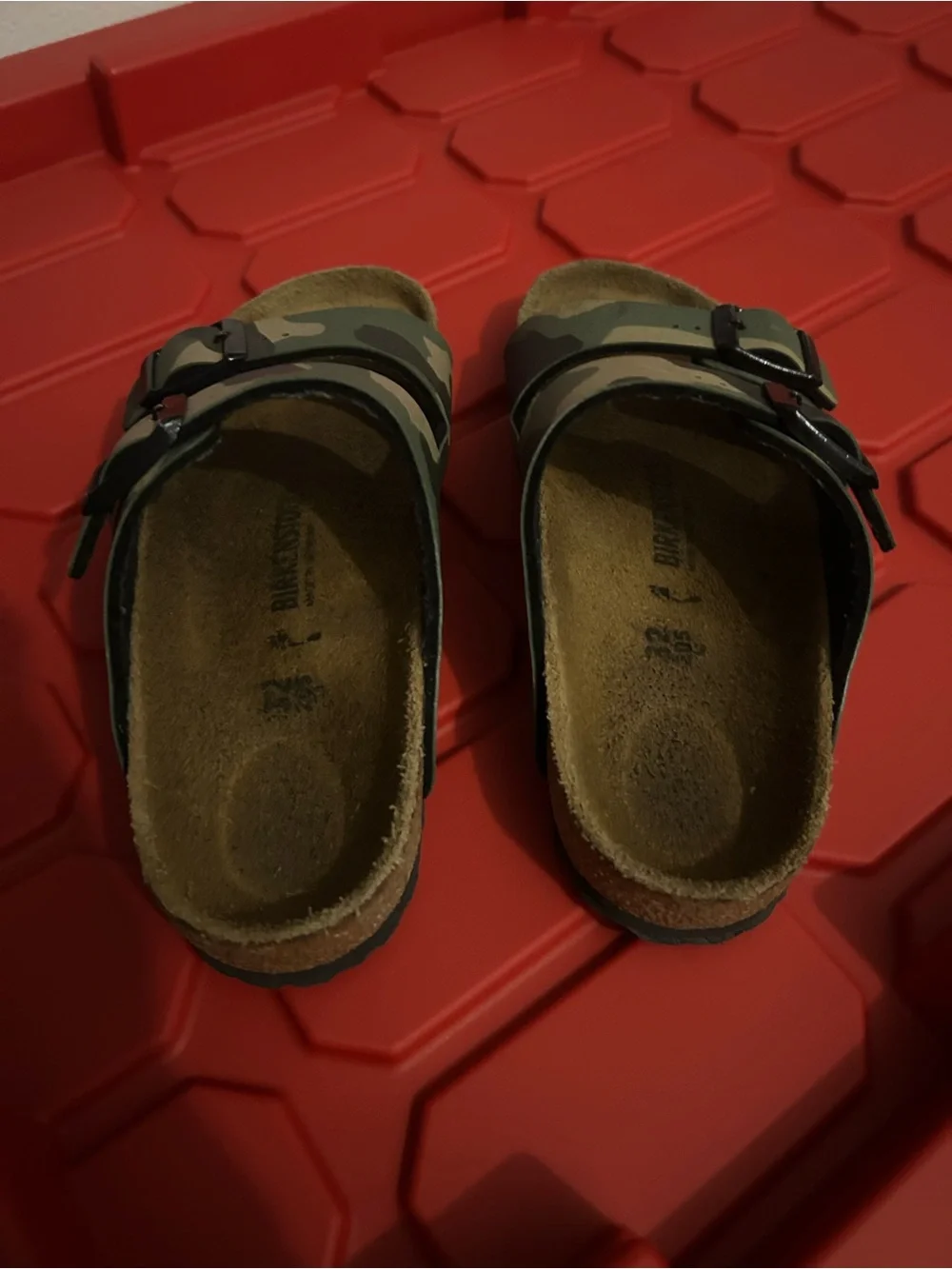 Birkenstock Kids Camo Two-Strap Sandals in Green